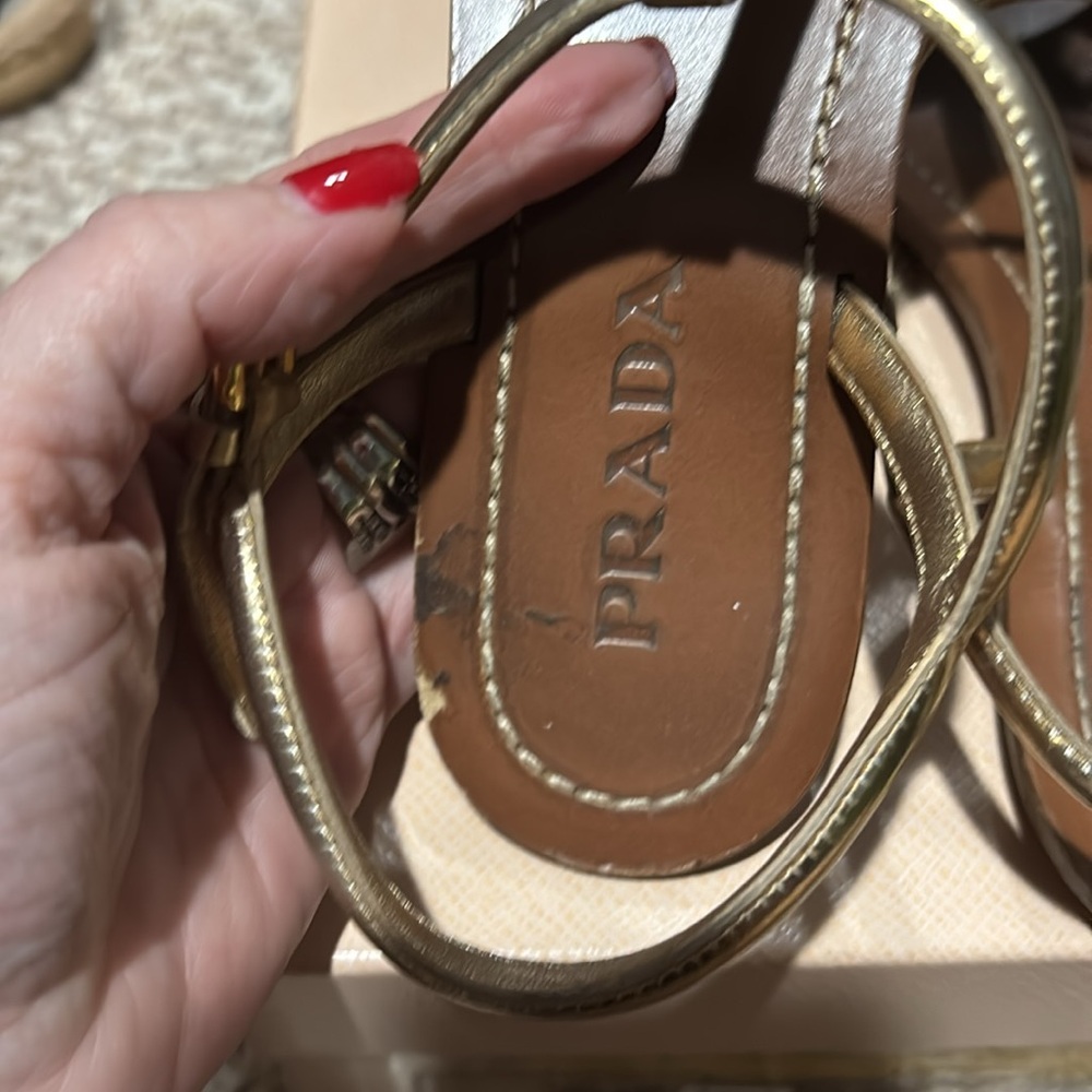 Gold Prada Bow Sandals 38.5 (8.5 US) - Picture 6 of 14